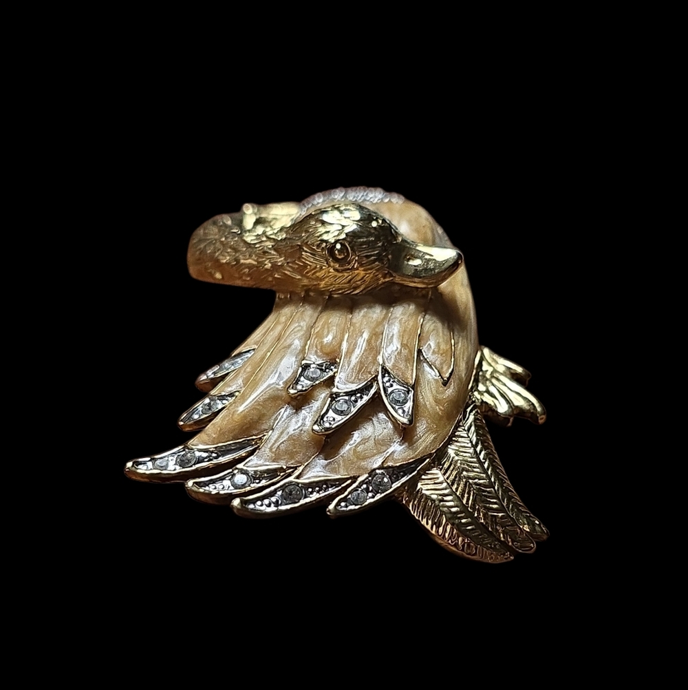 Ciro Signed Rhinestone & Mother of Pearl Enameled Resting Swan Brooch - RARE - Picture 4 of 8